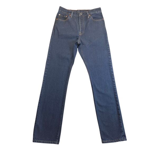 Levis 501 Jeans‎ Mens 28x32 Blue Straight Button Fly Dark Wash Premium Denim - Picture 5 of 16